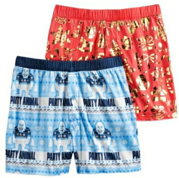 MEN'S 2 PACK LICENSED CHARACTER HOLIDAY BOXERS. - Picture 2 of 2